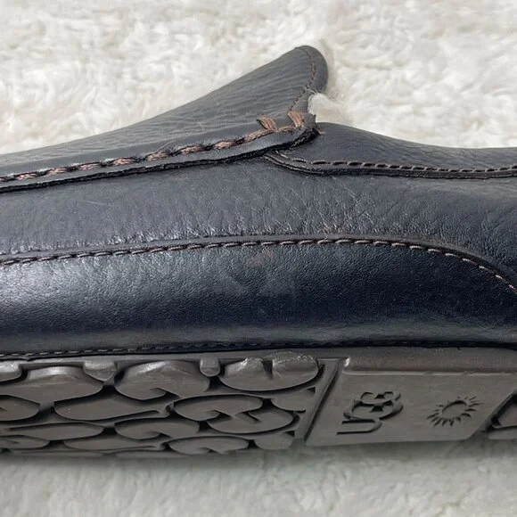 UGG #5379 Men's Black Ascot Leather Slipper Moccasins Shoes Size 12 - Picture 12 of 12